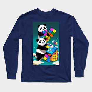 Panda Playing Rubik 7 Long Sleeve T-Shirt